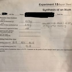 Synthesis of alum lab report