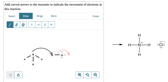 Add curved arrows to the reactants in this reaction